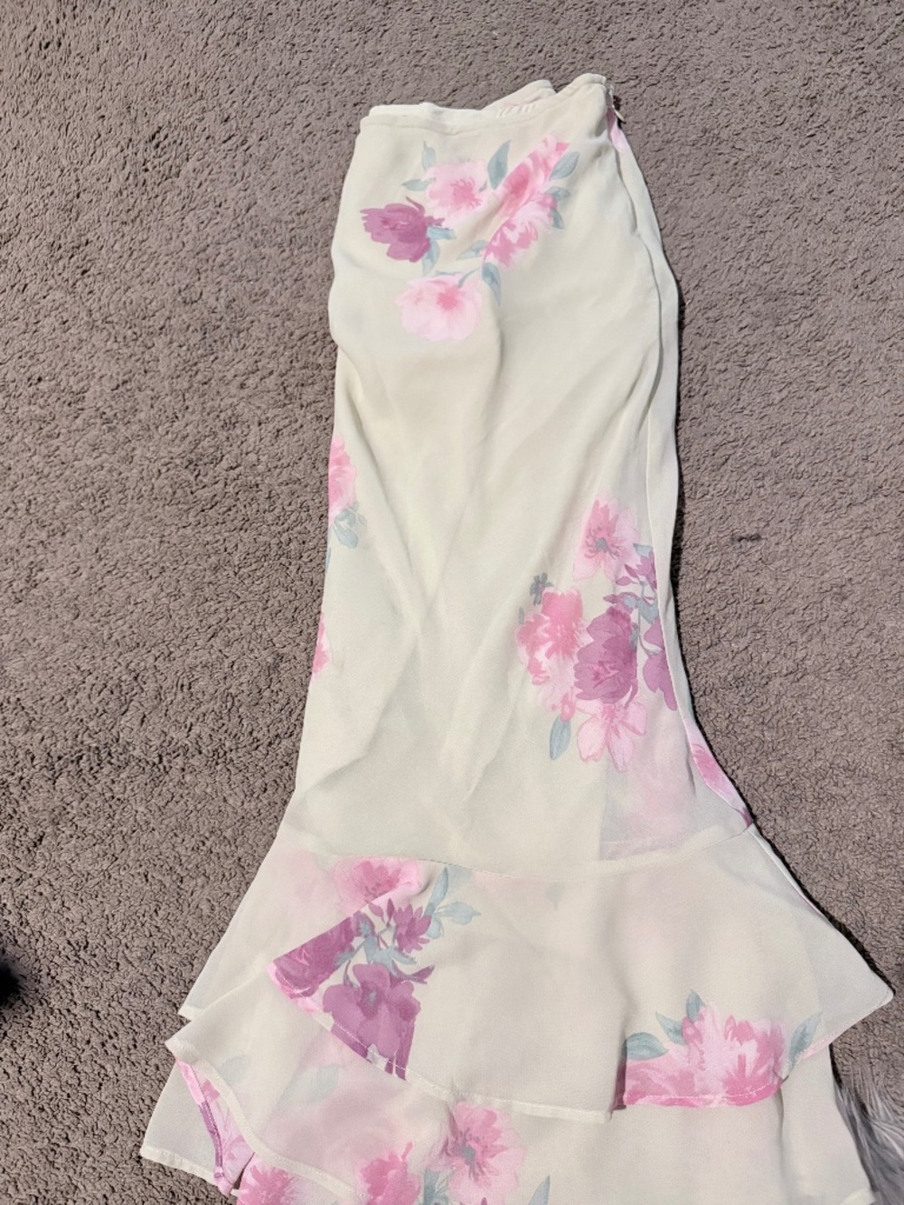 Floral Ruffle Chiffon Midi Skirt